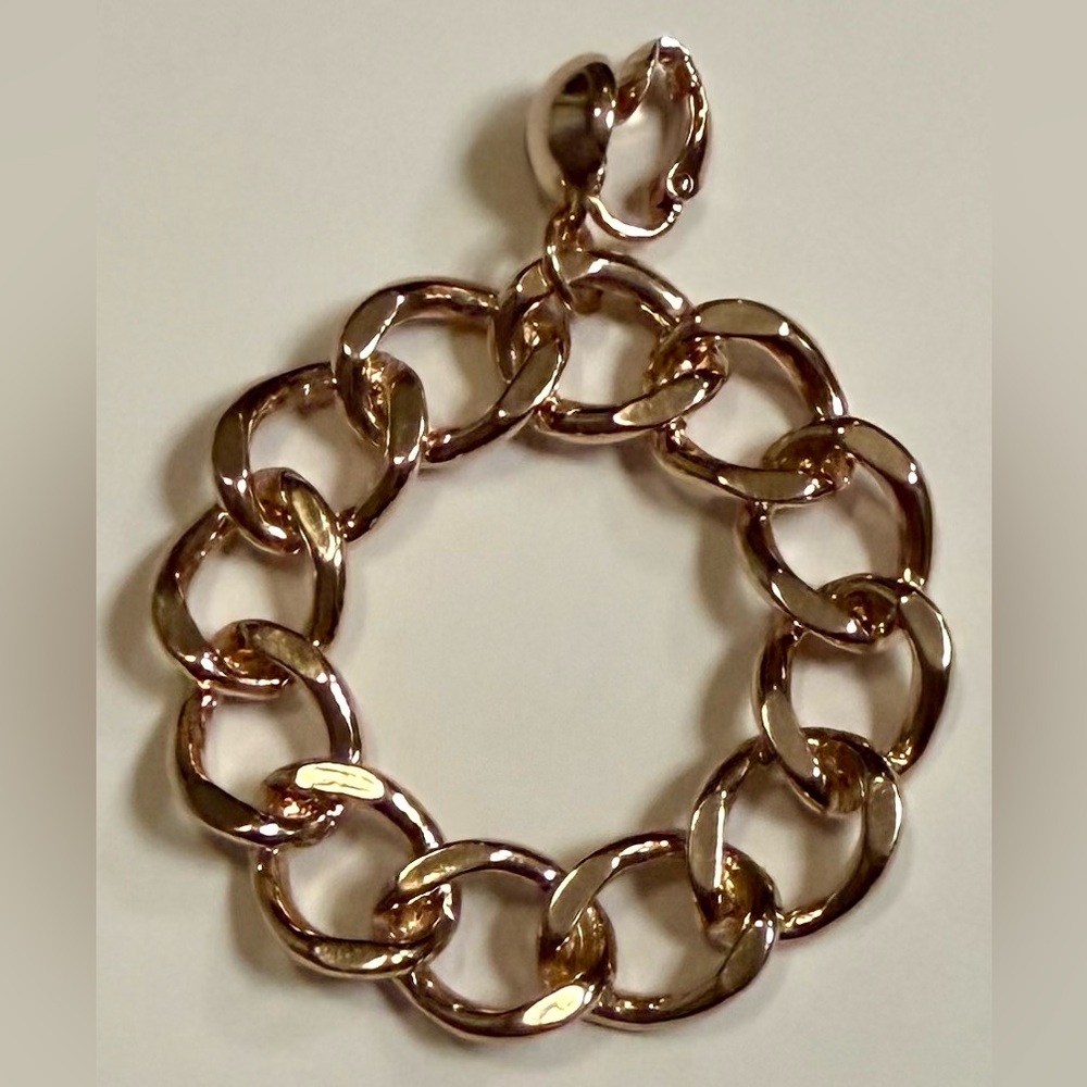Louis Dell'Olio Rose Gold Curb Link Chain Hoop Clip-On Earrings | 2" Statement - Picture 4 of 8